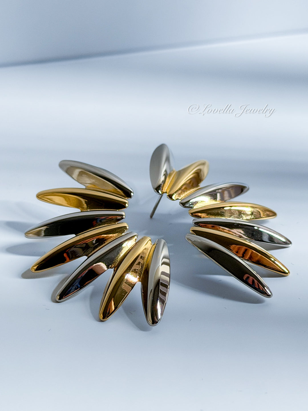 Dual-Tone Radiant Stainless Steel Earrings