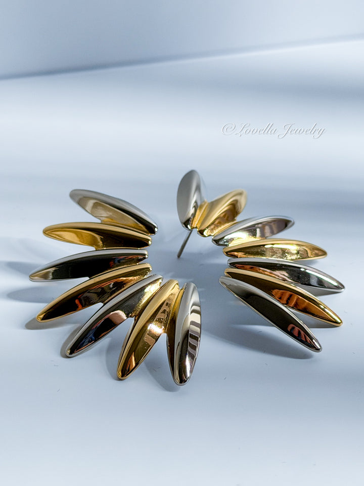 Dual-Tone Radiant Stainless Steel Earrings