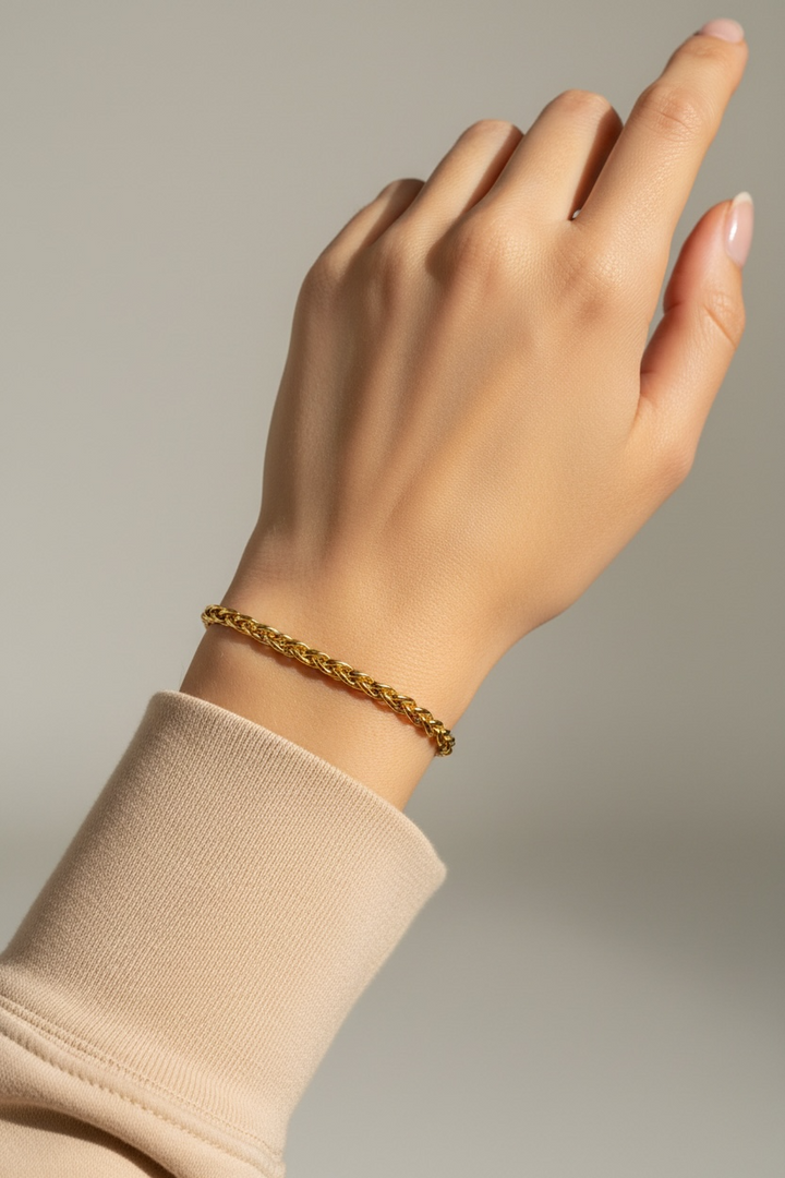 Golden Interlock Chain Bracelet
