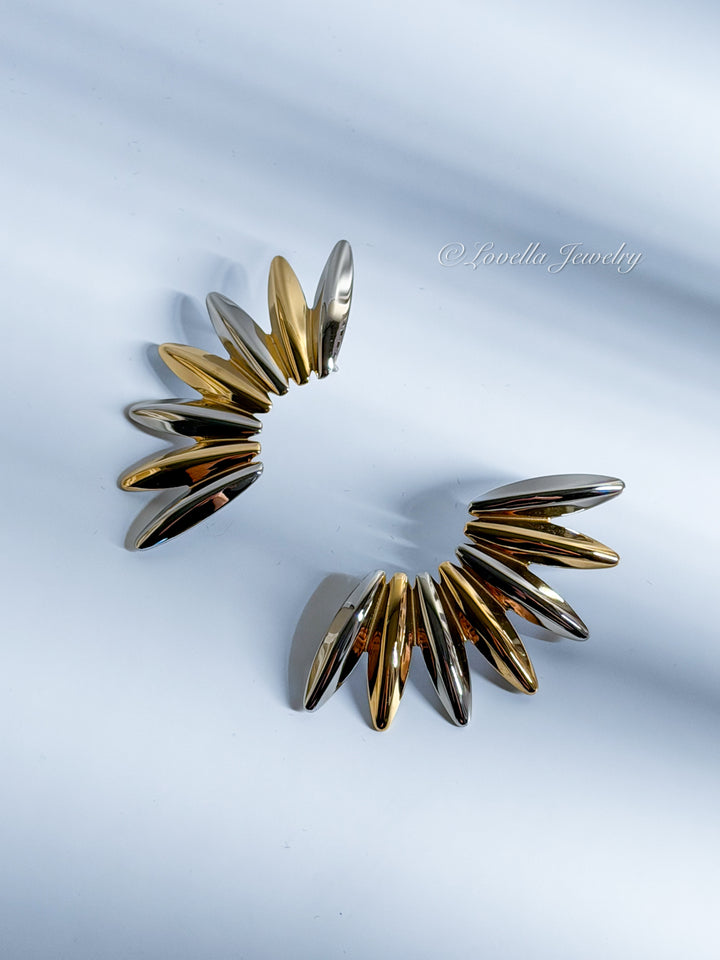 Dual-Tone Radiant Stainless Steel Earrings