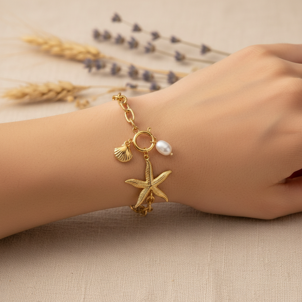 Golden Starfish Stainless Steel Anklet