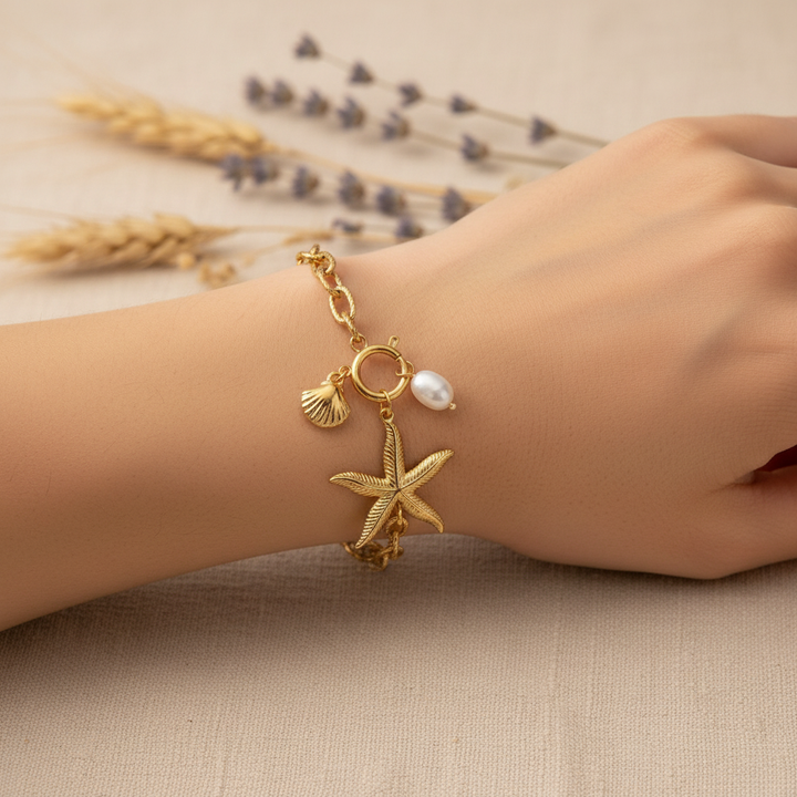 Golden Starfish Stainless Steel Anklet