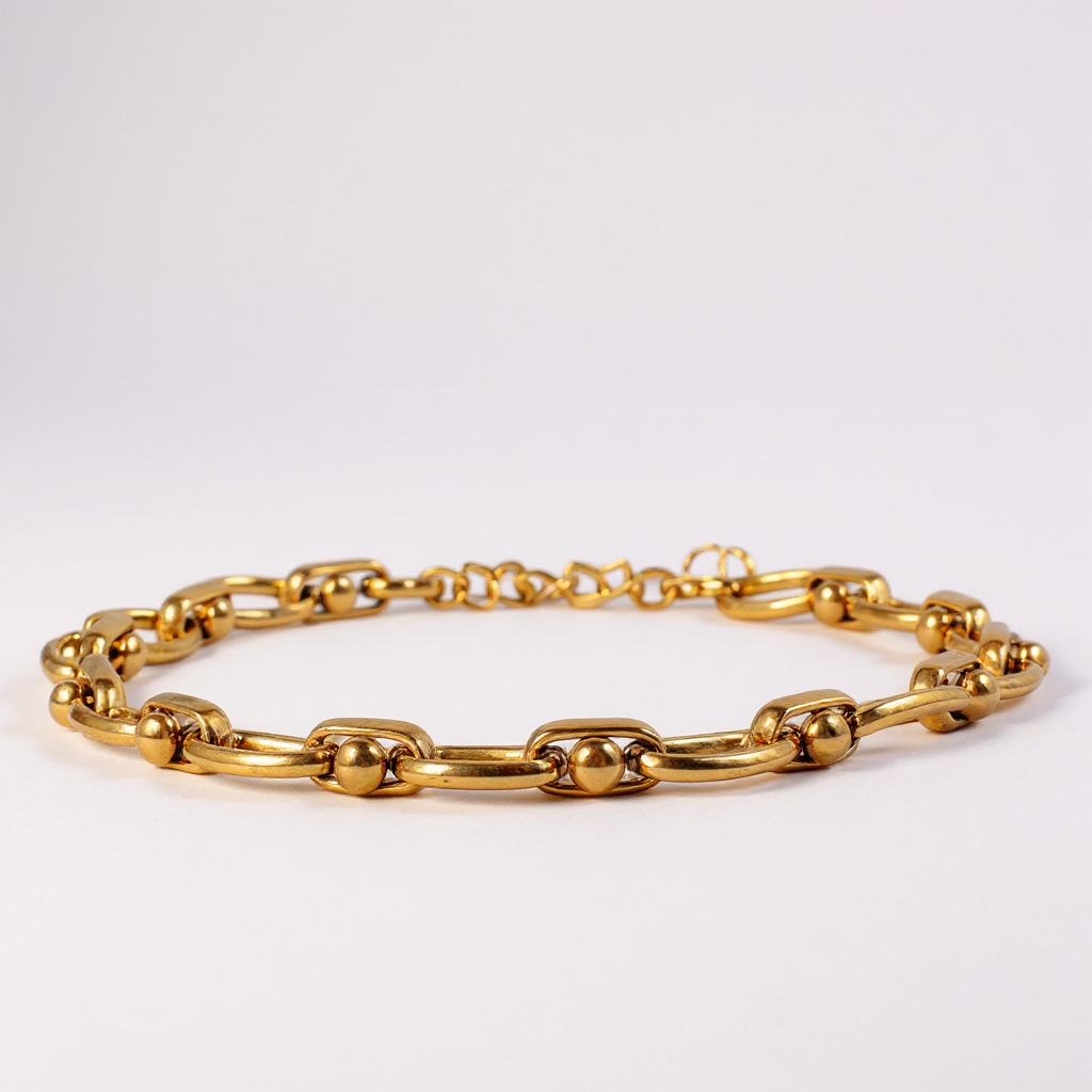 Gold Link Bracelet with Beaded Accents
