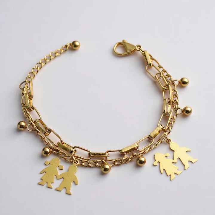 Family Charm Bracelet – Gold Stainless Steel