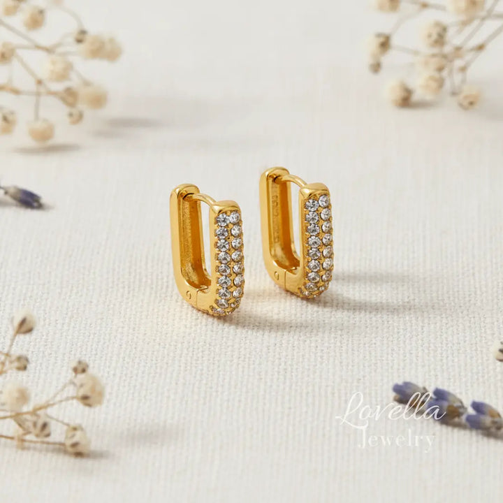 Gold Pavé Huggie Hoop Earrings