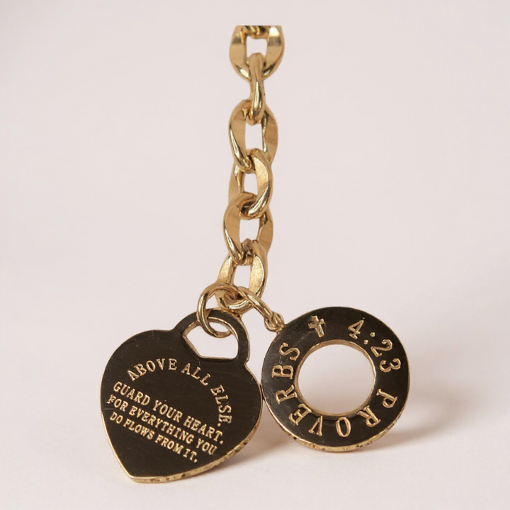 Gold-Tone Engraved Bracelet – Stainless Steel Inspirational Design