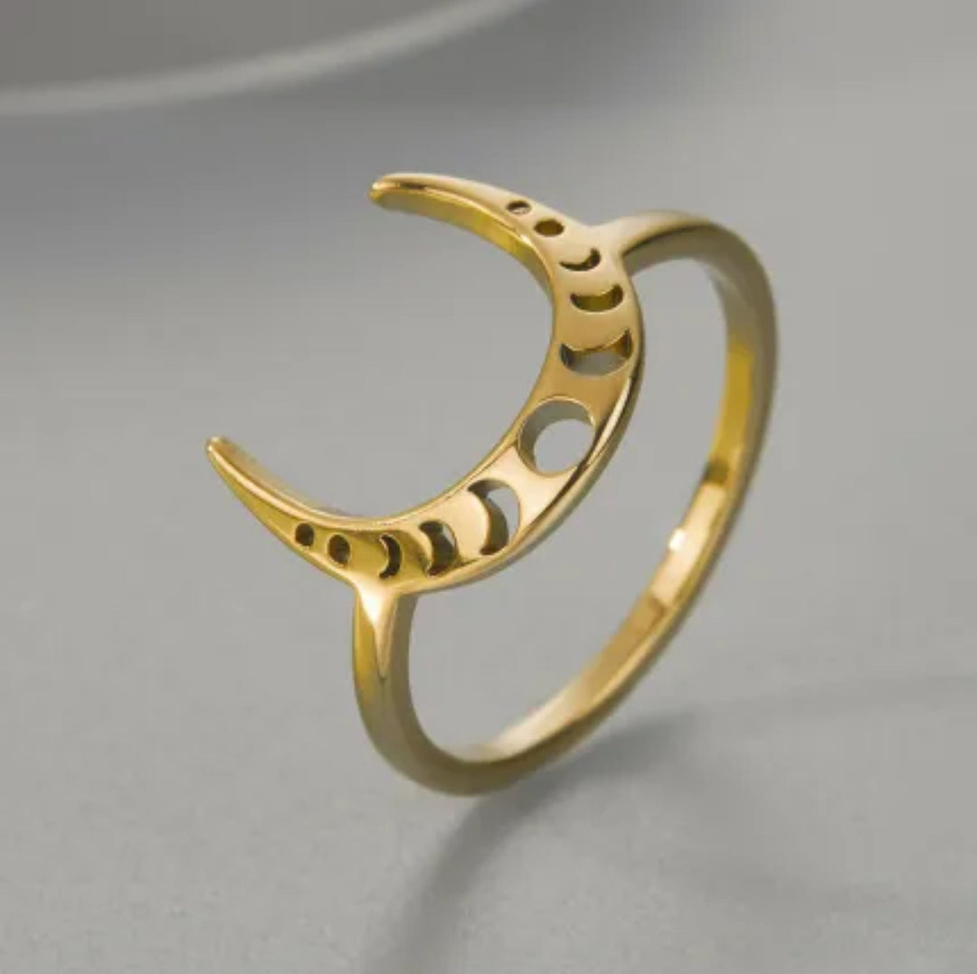 Celestial Crescent Moon Ring