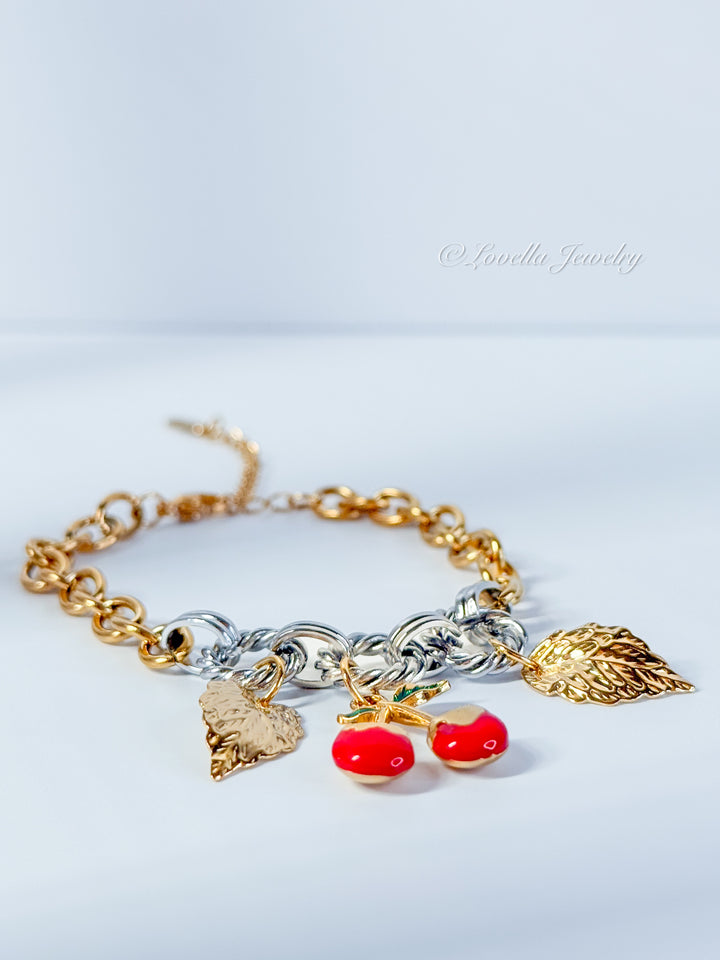 Cherry Charm Bracelet – 18K Gold Stainless Steel