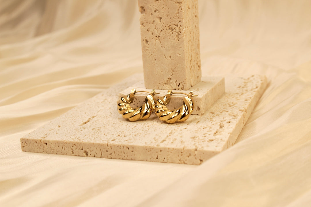 Golden Whirlwind Hoop Earrings