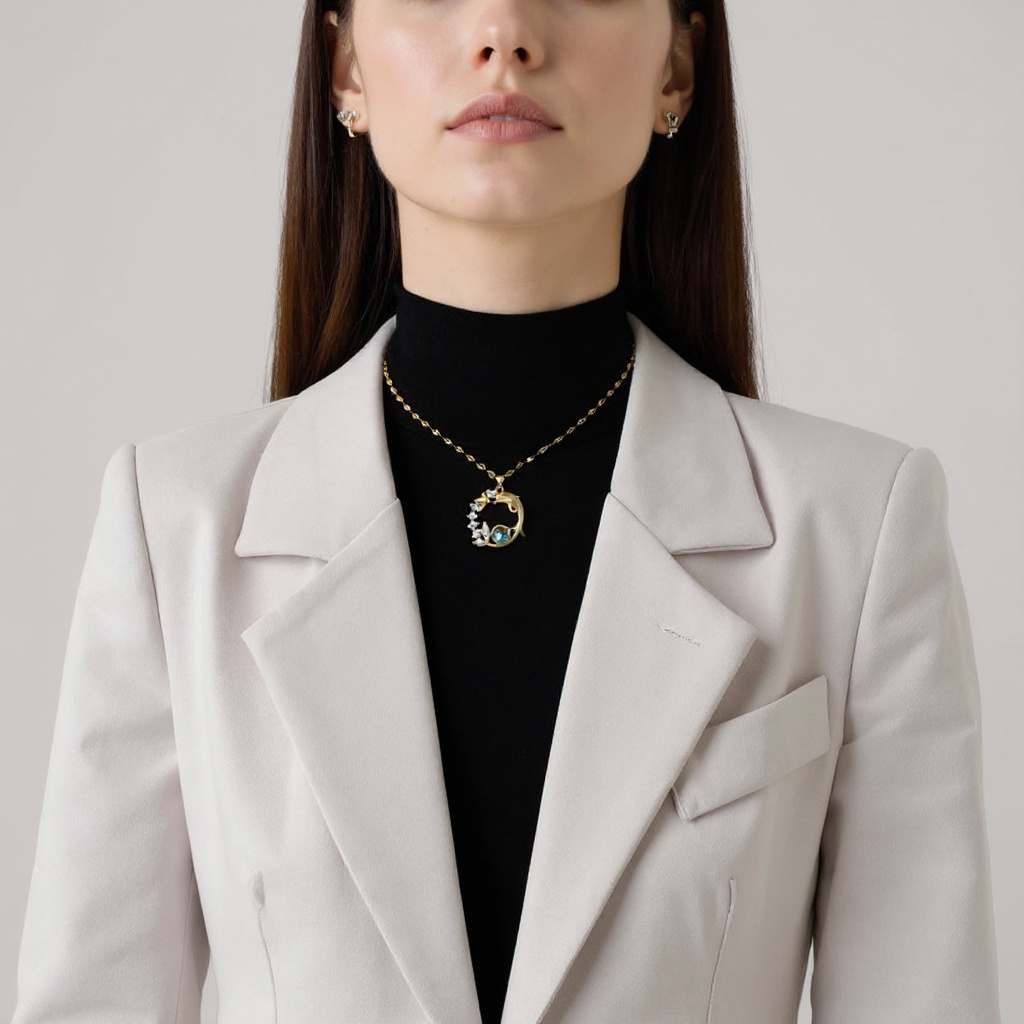 Collar con colgante de delfín cósmico: elegancia en acero inoxidable