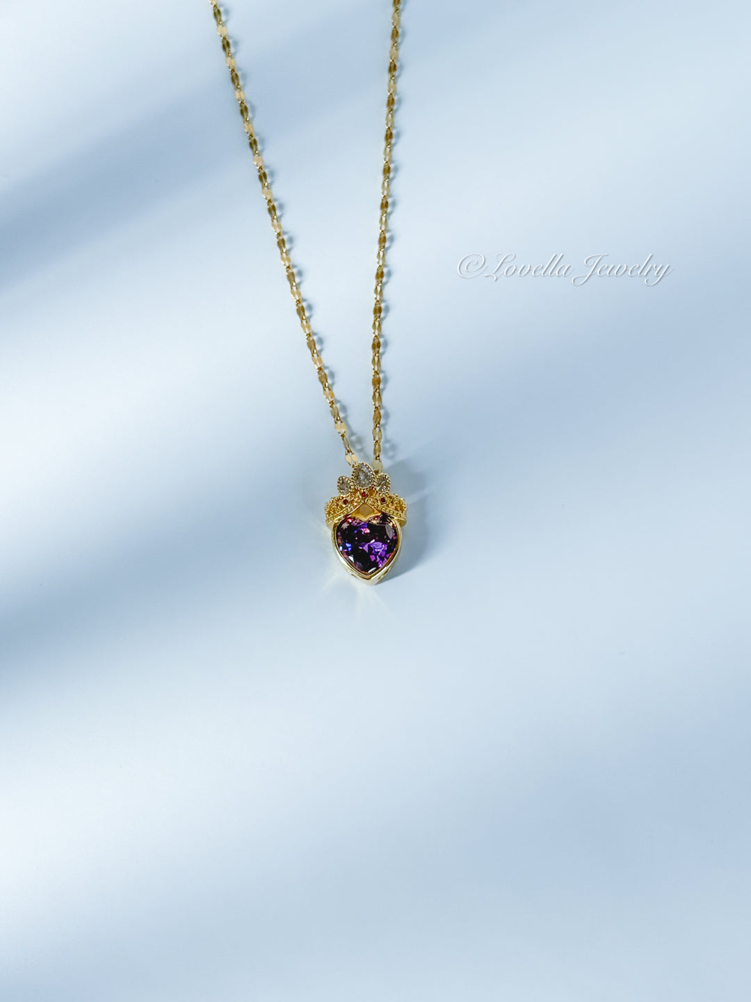 Royal Heart Necklace with Gems — Blue / Violet