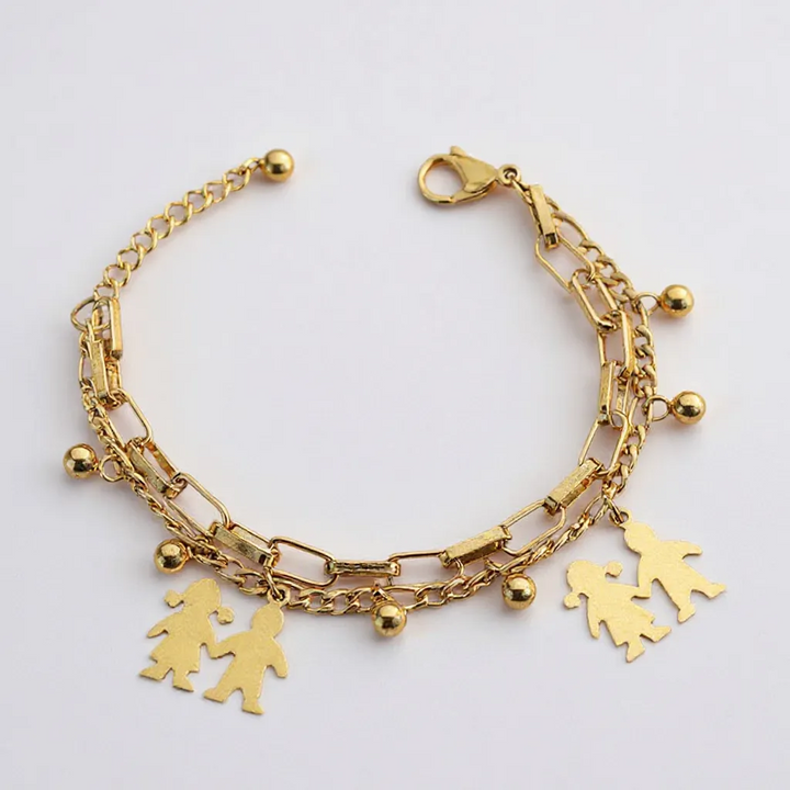 Family Charm Bracelet – Gold Stainless Steel