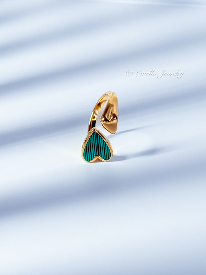 Adjustable Gold Heart Duo Ring – Stainless Steel