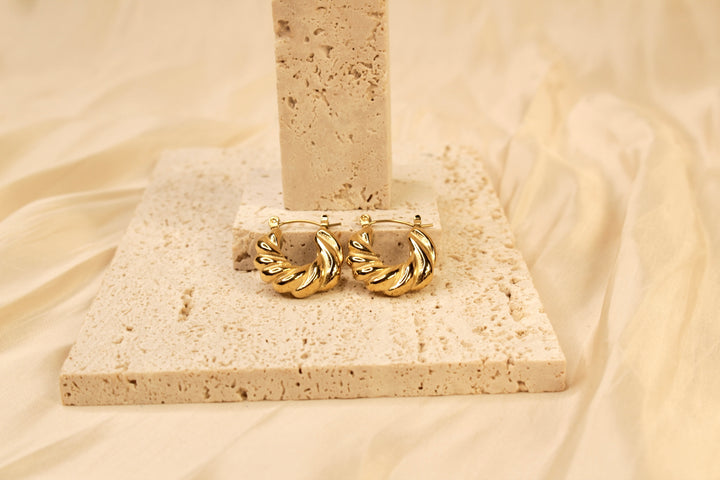 Golden Whirlwind Hoop Earrings