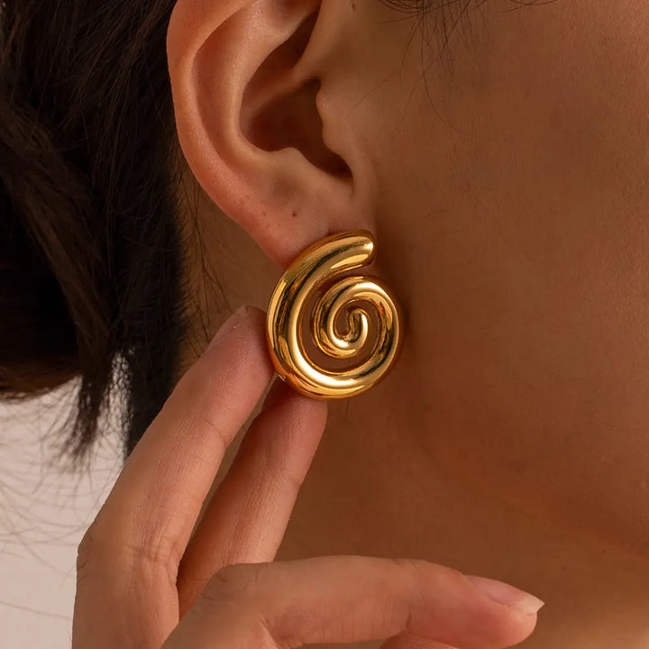 Spiral Gold Statement Earrings