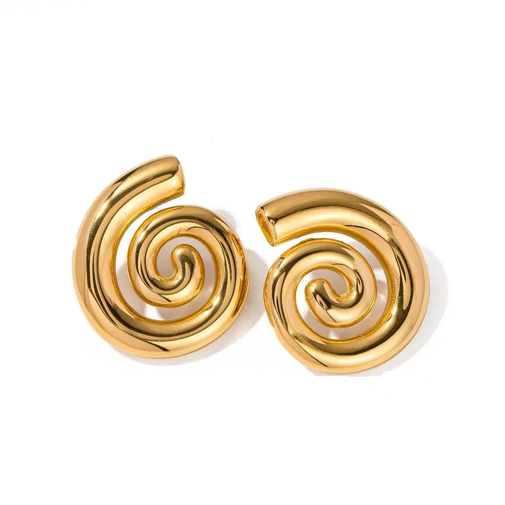 Spiral Gold Statement Earrings