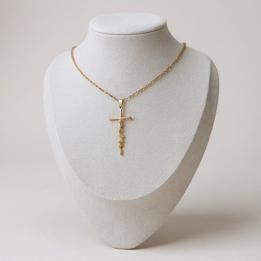 Collar con colgante de cruz dorada 'Fe'