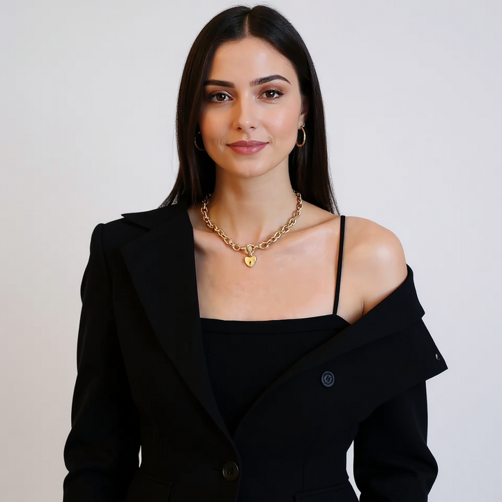 Golden Heart Lock Necklace