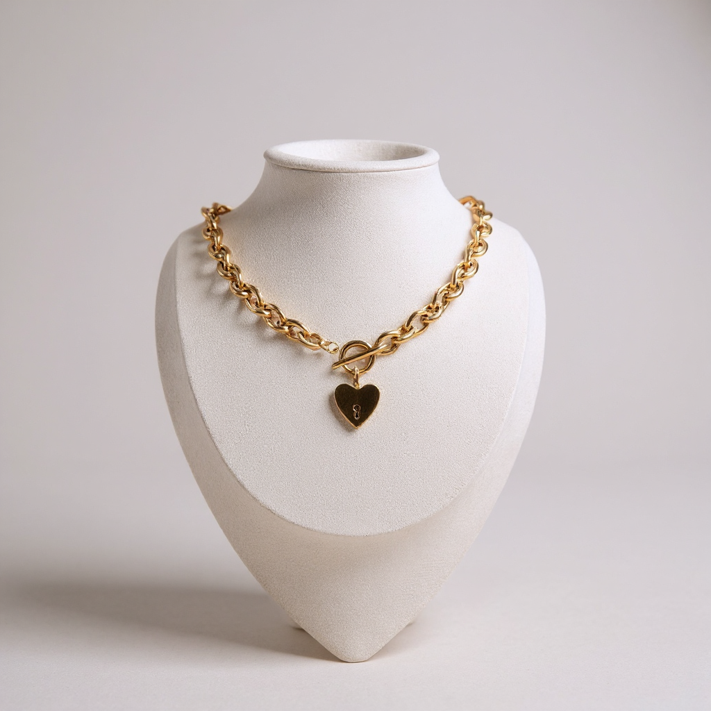 Golden Heart Lock Necklace