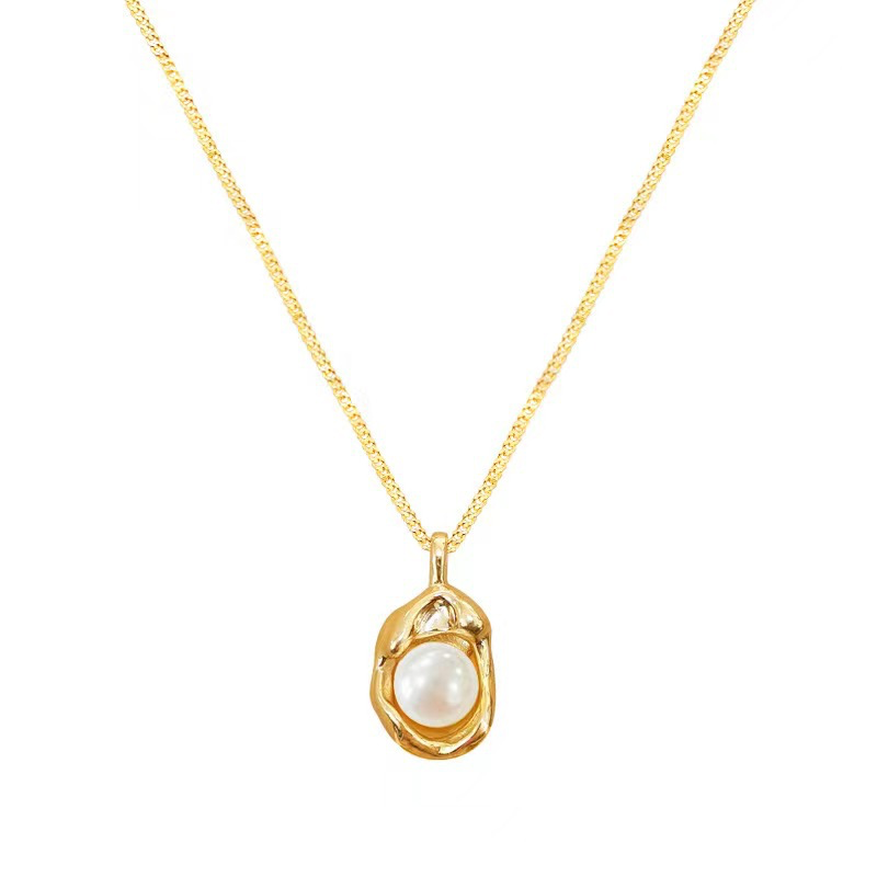Stainless Steel Pearl Pendant Necklace