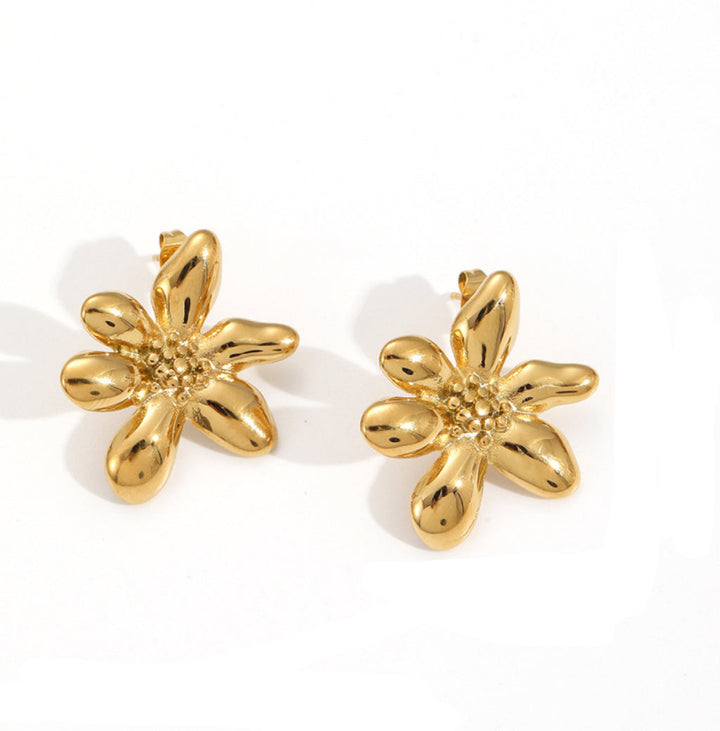 Bold Floral Stainless Steel Earrings