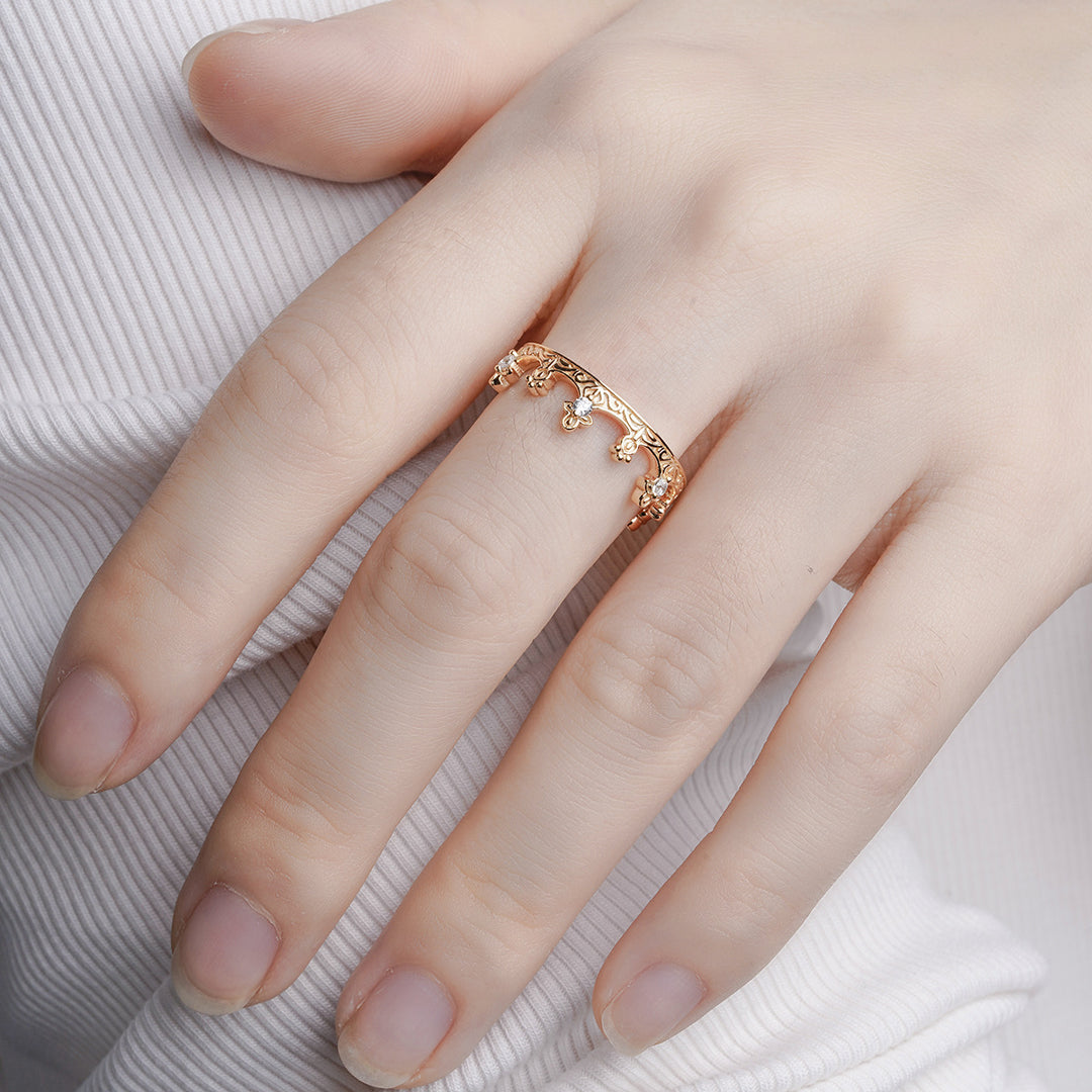 Anillo de corona de princesa con circonitas blancas y plateadas