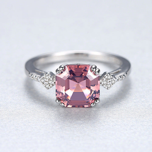 Pink or Blue Cubic Zirconia Ring in 925 Sterling Silver