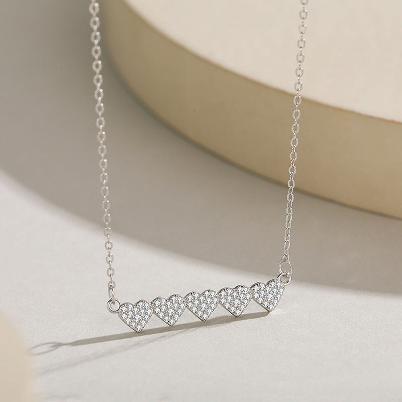 Radiant Hearts: Sterling Silver Cubic Zirconia Necklace