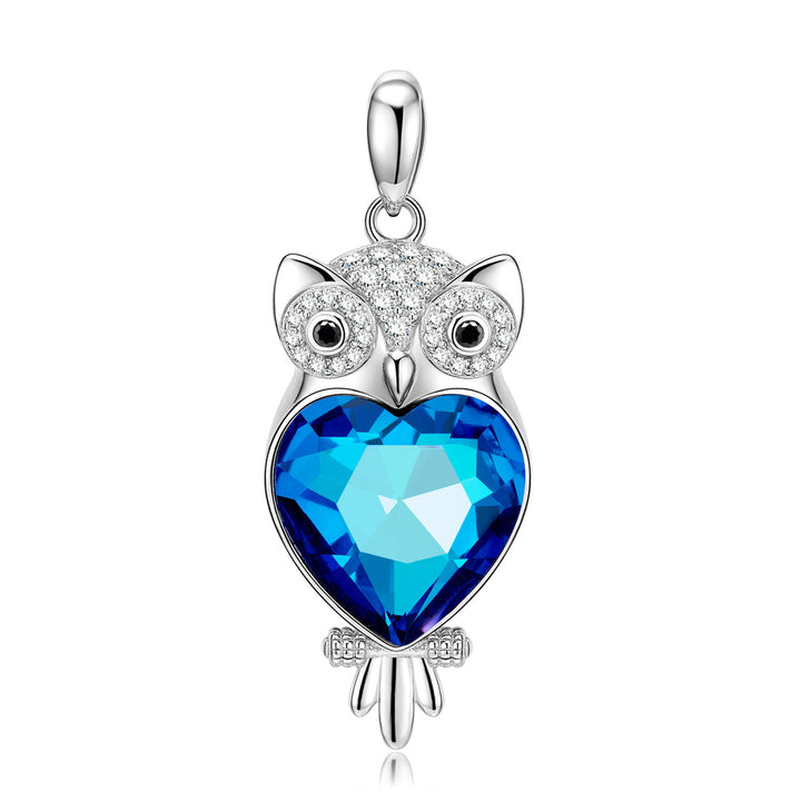 Enchanting Owl Heart Pendant in Sterling Silver