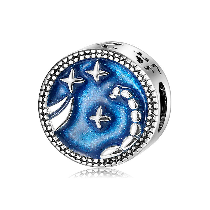 Zodiac Whispers: Celestial Sterling Silver Charm Collection with Enamel Finish