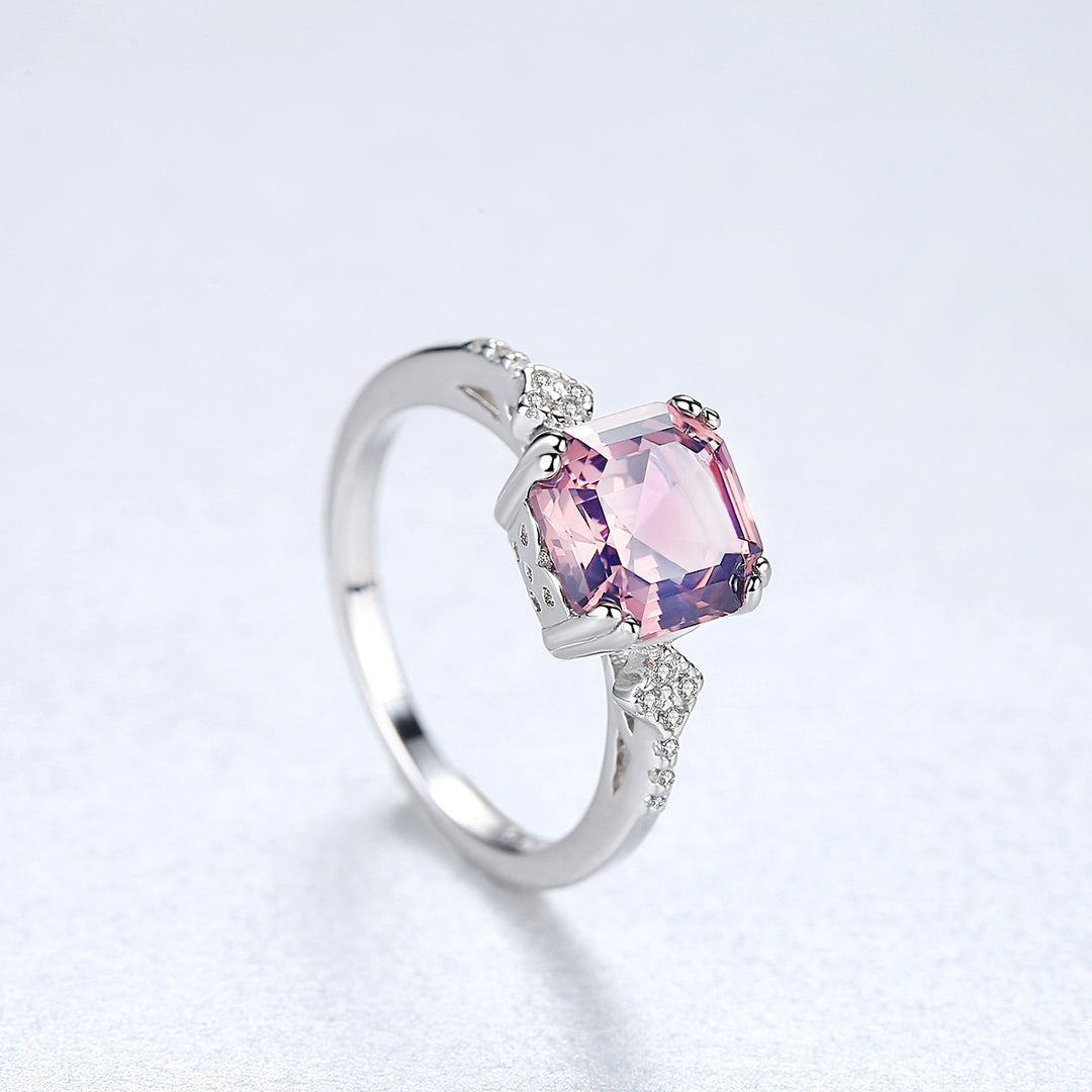 Pink or Blue Cubic Zirconia Ring in 925 Sterling Silver