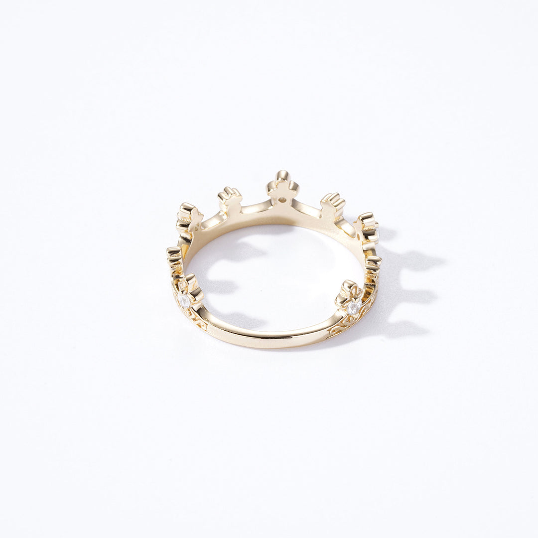 Anillo de corona de princesa con circonitas blancas y plateadas