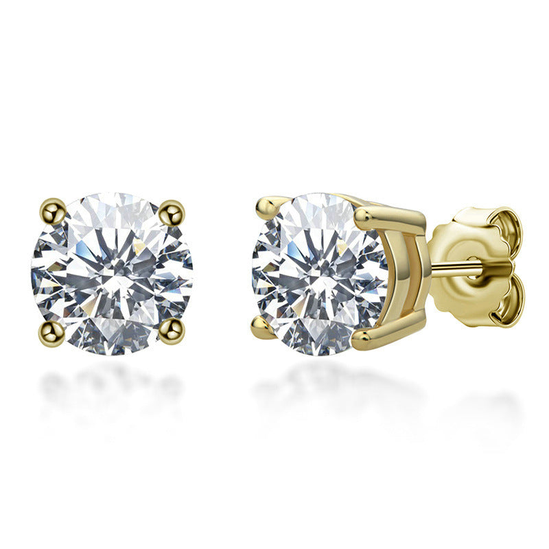 Stud Earrings Sterling Silver 18 Gold Moissanite