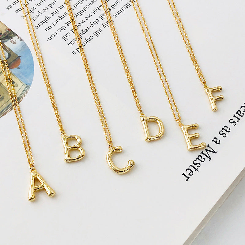 Sterling Silver Letter Gold-plated Necklace