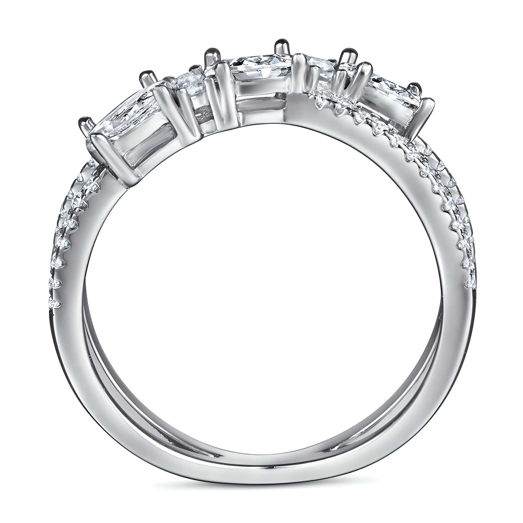 Sterling Silver Triple Elegance Ring with Cubic Zirconia