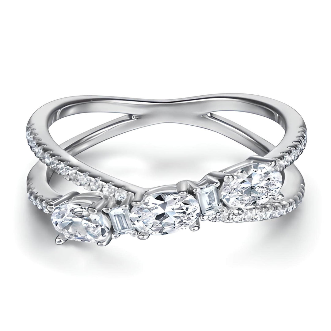 Sterling Silver Triple Elegance Ring with Cubic Zirconia