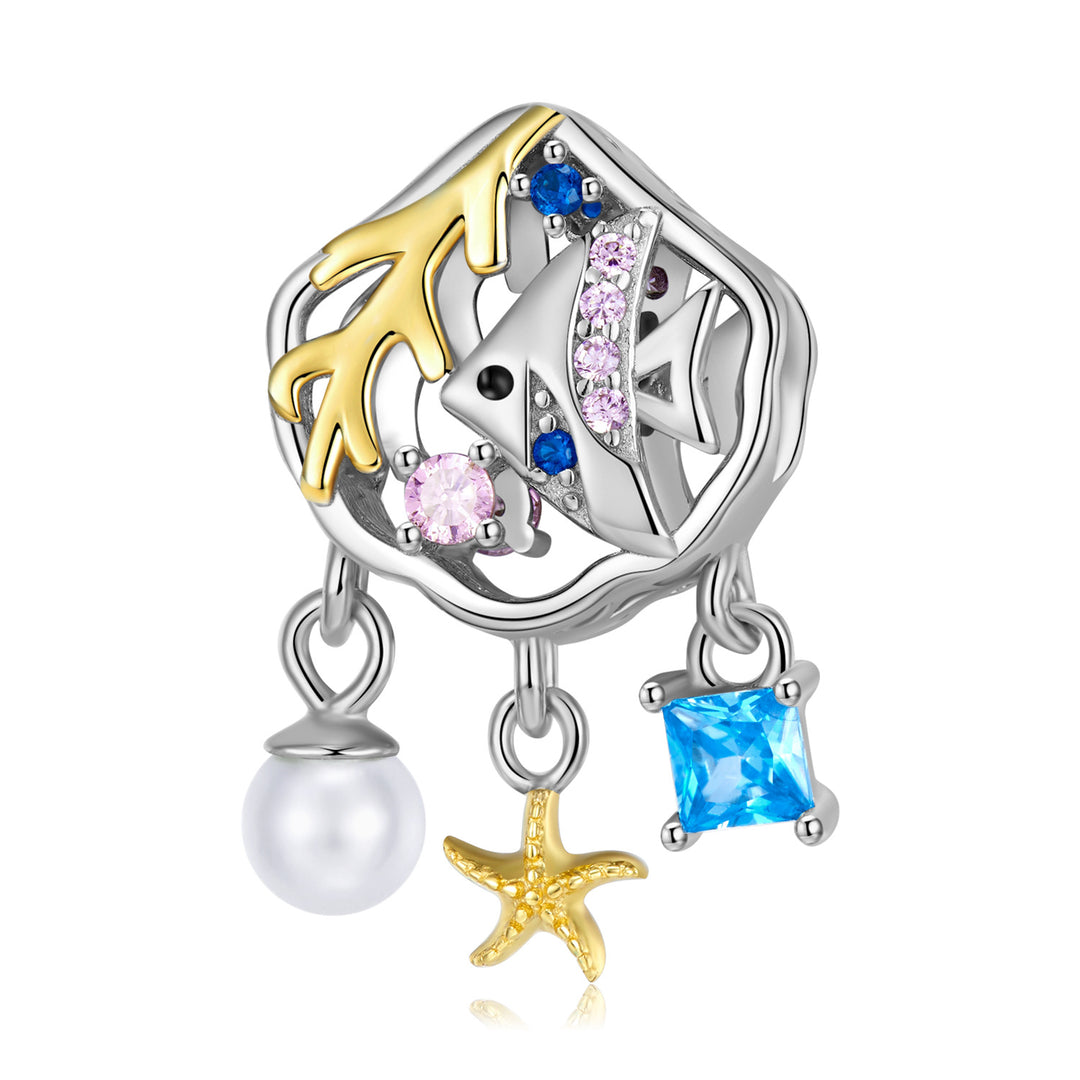 Sterling Silver Ocean Treasures Charm with Colorful Crystals