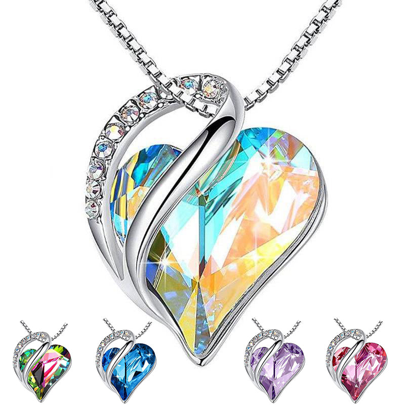 Sterling Silver Heart Prism Pendant Necklace