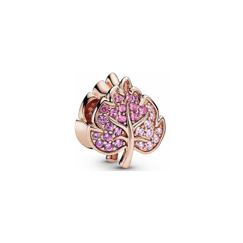 Rose Gold Autumn Fallen Leaf Charm