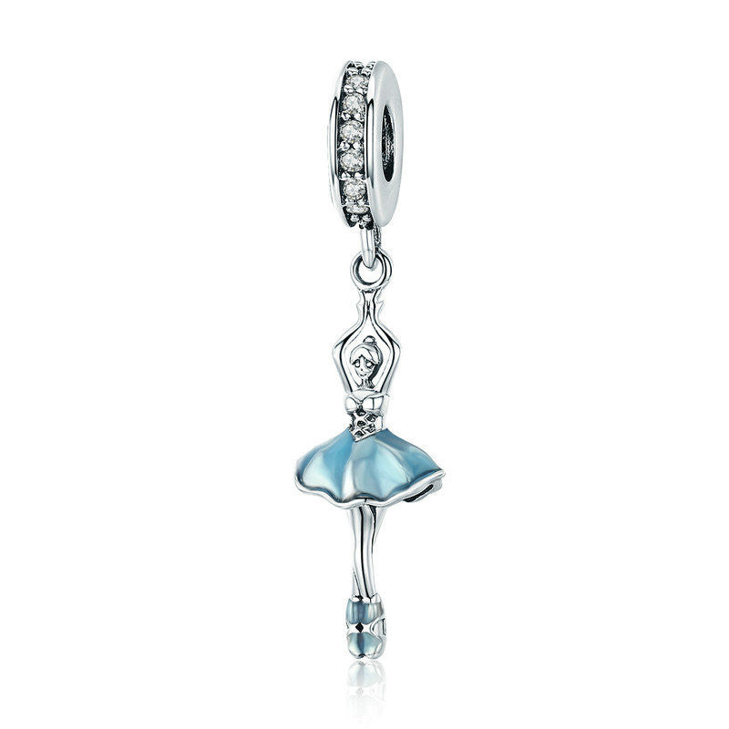 Sterling Silver Ballerina Charm with Enamel Detail