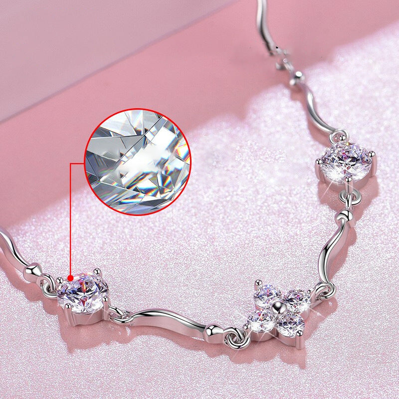 Pulsera de plata de ley con trébol de cuatro hojas