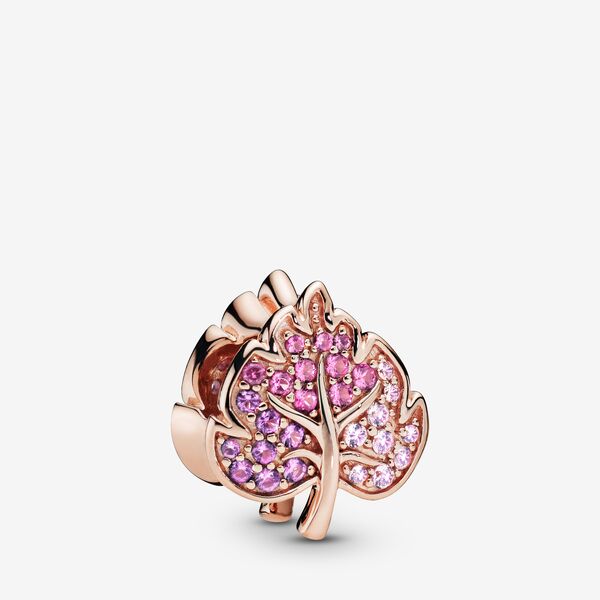 Rose Gold Autumn Fallen Leaf Charm