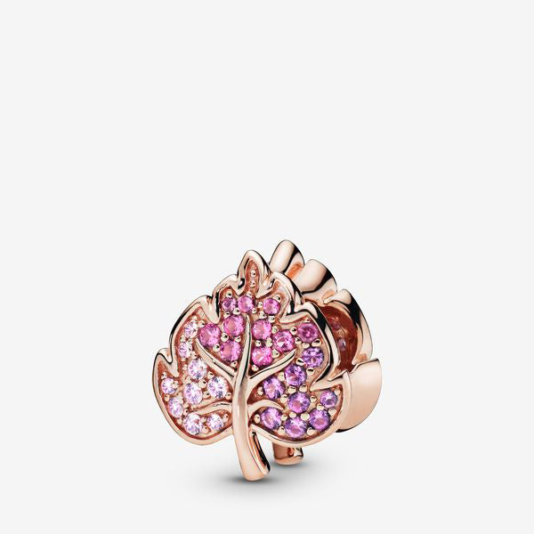 Rose Gold Autumn Fallen Leaf Charm