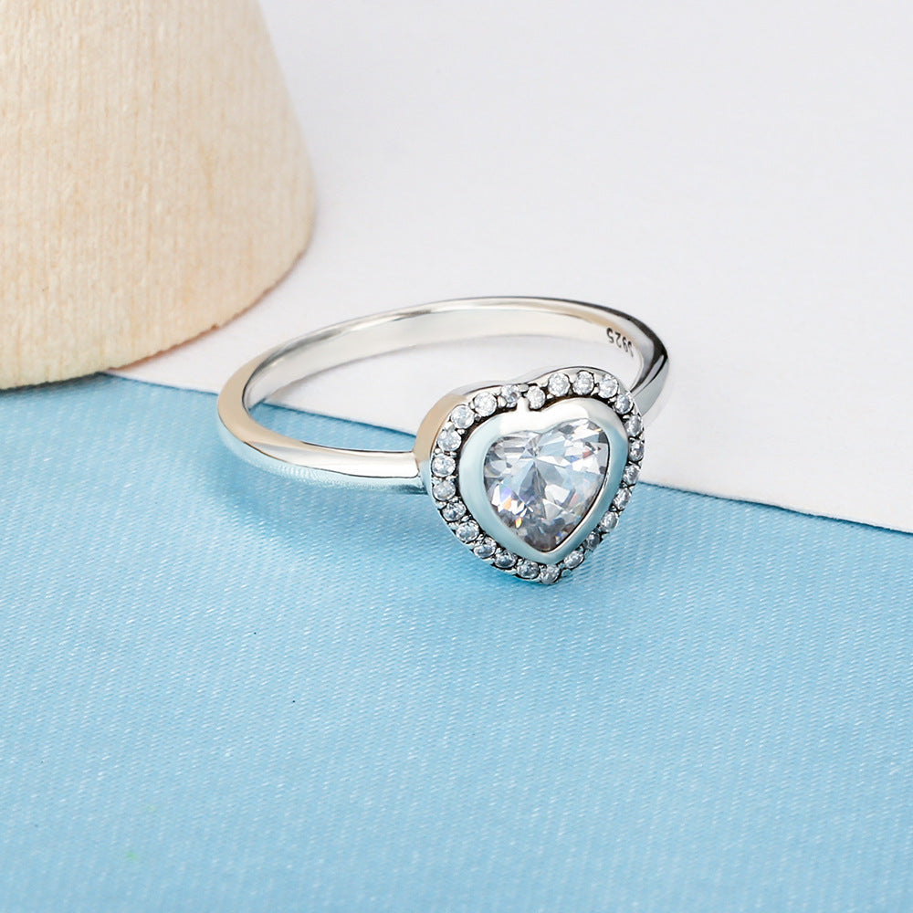 Heart Shape Cubic Zirconia Sterling Silver Ring