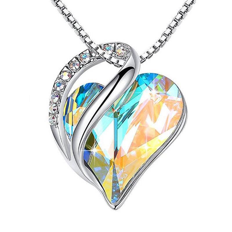 Sterling Silver Heart Prism Pendant Necklace