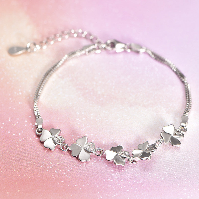 Silver Four-leaf clover bracelet