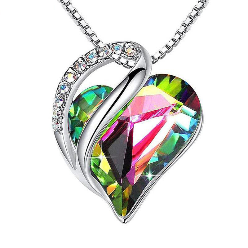 Sterling Silver Heart Prism Pendant Necklace