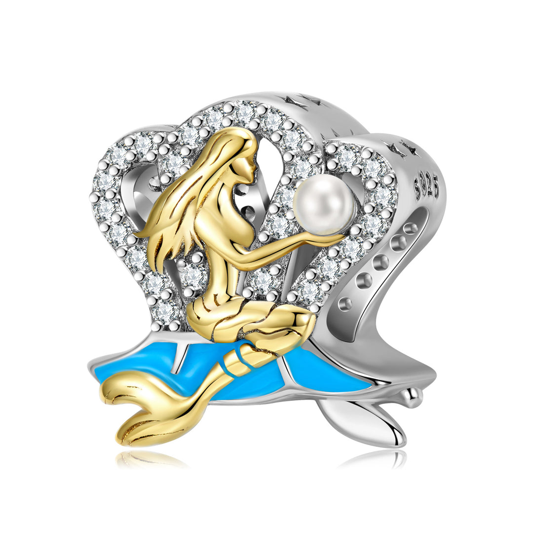 Mermaid Pearl Silver Charm