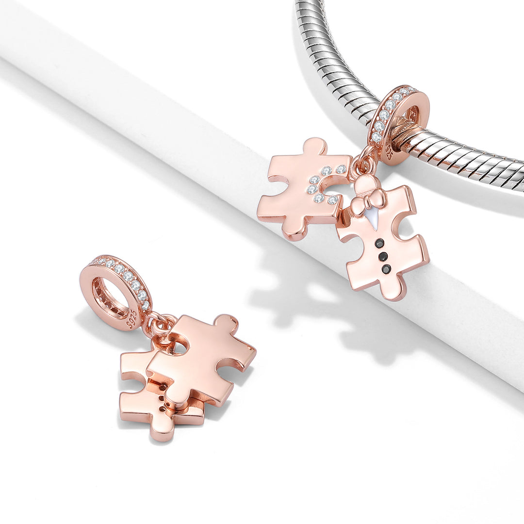 Jigsaw Pendant Rose Gold Plated Pure Silver