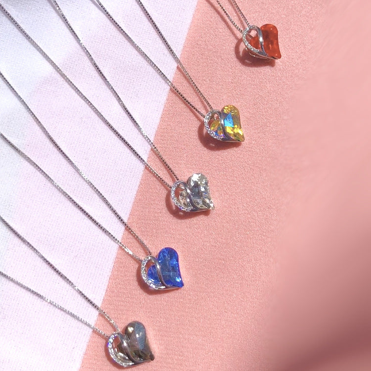 Sterling Silver Heart Prism Pendant Necklace